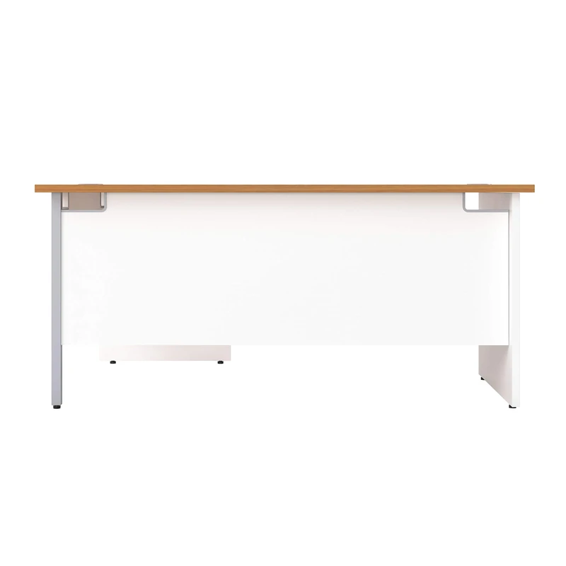 Office Hippo Professional Office Desk, Right Corner Desk, Strong & Reliable Panel Desk, Office Table With Integrated Cable Ports, PC Desk For Office or Home - Oak Top / White Legs