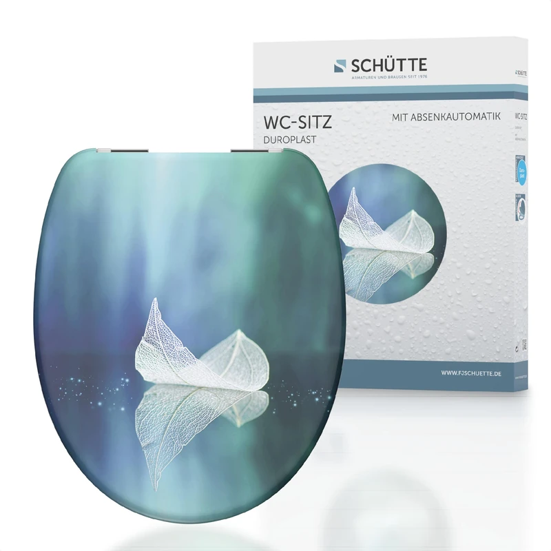 SCHÜTTE Fallen Leaf 82153 Duroplast Fallen Leaf Toilet Seat with Soft-Close Mechanism, Suitable for All Standard Toilet Basins, Maximum Load of The Toilet Seat 175 kg