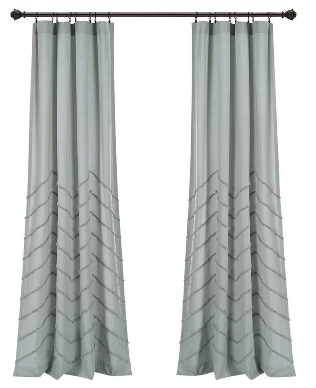 Lush Decor Pastel-Blue Chenille Chevron Window Curtain Panel Pair (84" x 40"), 40" W x 84" L (Pack of 2)