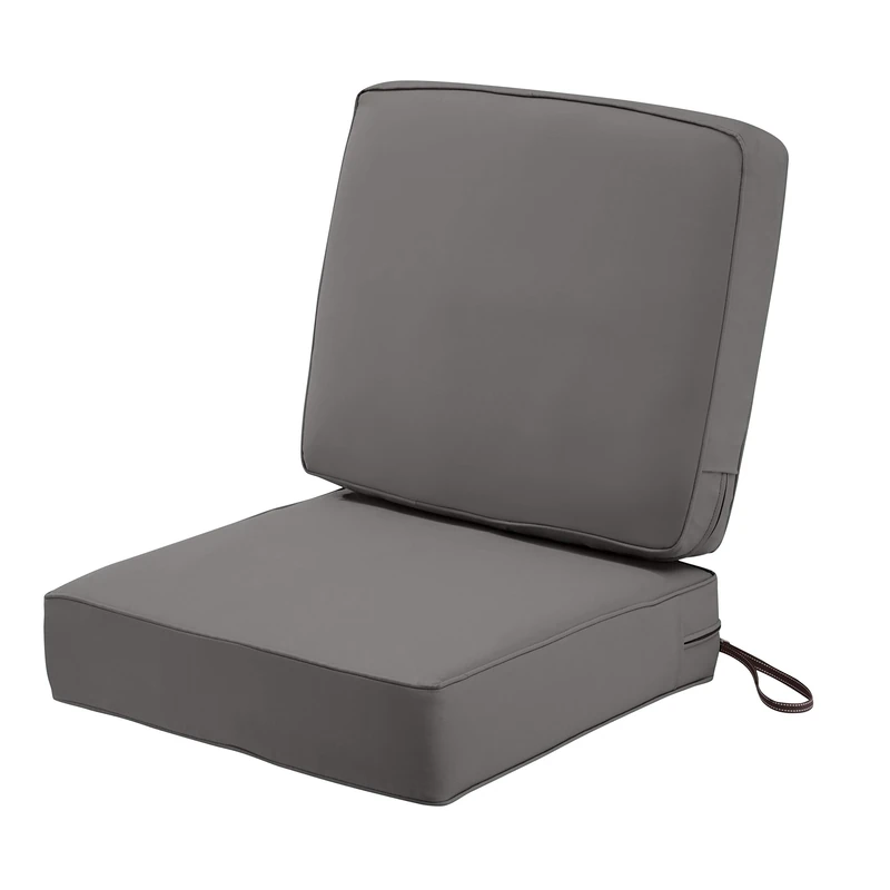 Classic Accessories Montlake FadeSafe Patio Cushion Combo, 25" w x 25" d (seat), 25" w x 22" h (back), Light Charcoal