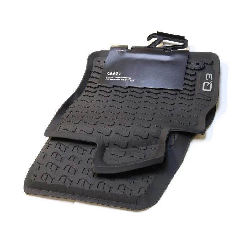 Audi 83B061501041 Premium Rubber Floor Mats Front 2 x Rubber Mats All Weather Mats Black with Q3 Lettering