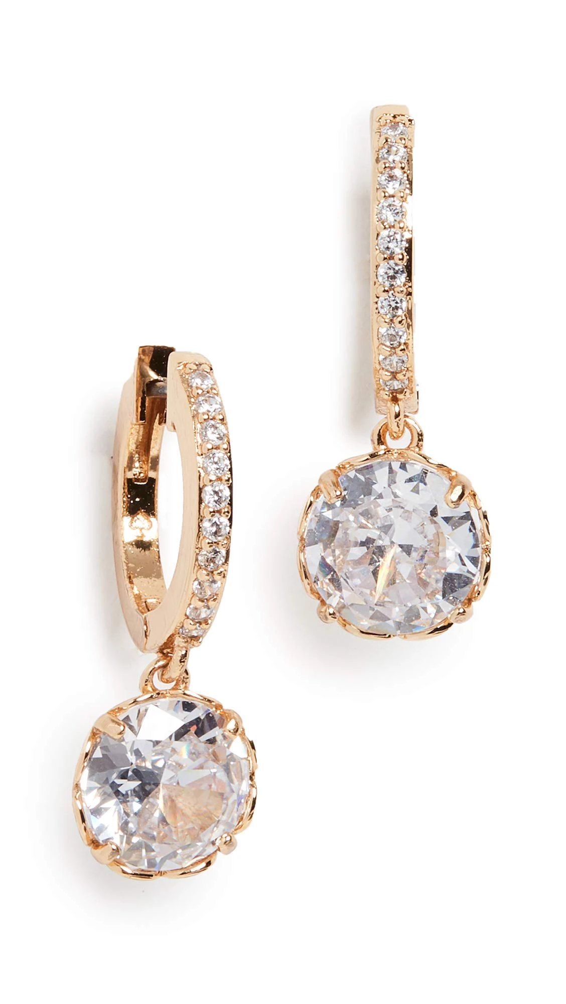 Kate Spade New York pave huggies, Clear/Gold