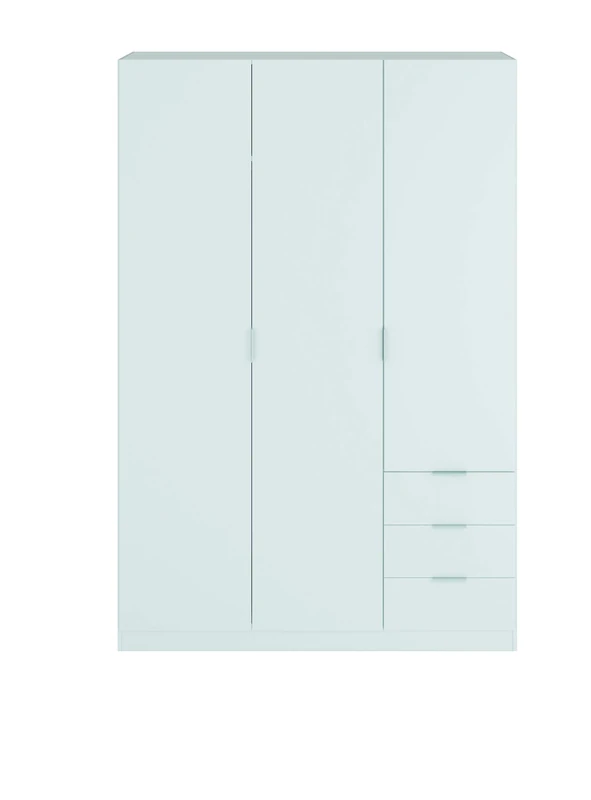 Dmora - Wardrobe Cimone, Coat rack for bedroom, Wardrobe with 3 hinged doors and 3 drawers, 121x52h184 cm, White