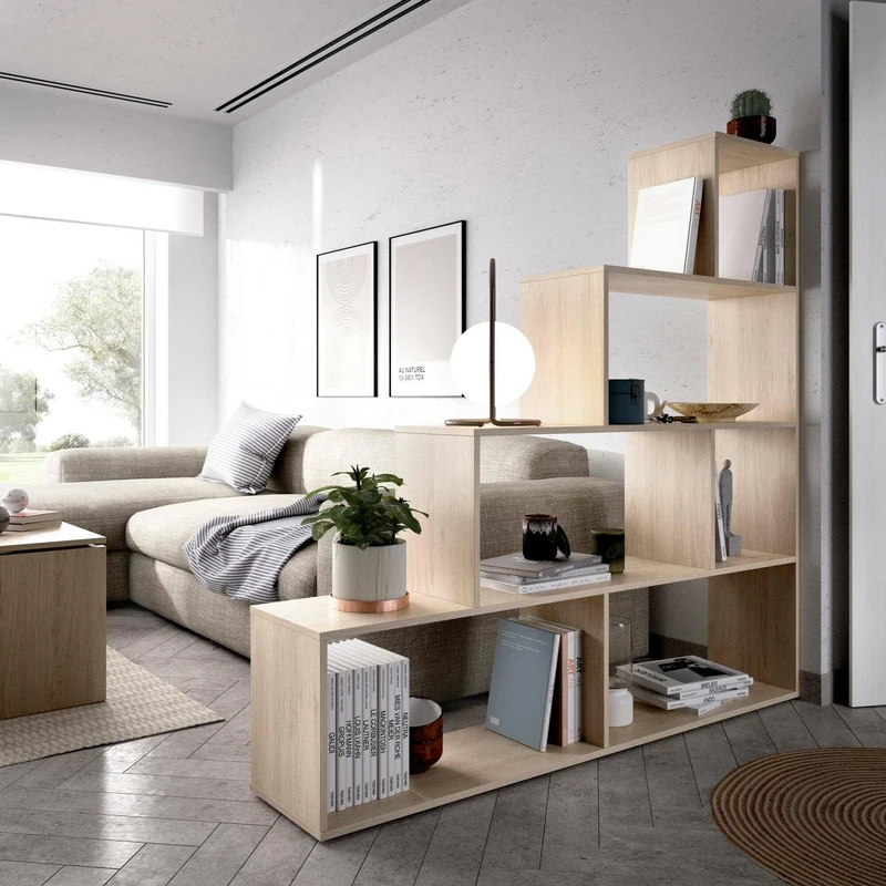 Dmora - Bookcase Orsaro, Multipurpose office shelf, Bookcase bookcase with 6 shelves, 145x29h145 cm, Oak