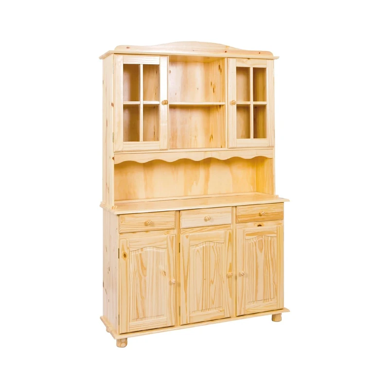 Esidra Dmora - Sideboard with three doors and three drawers, light oak color, 130 x 198 x 32 cm