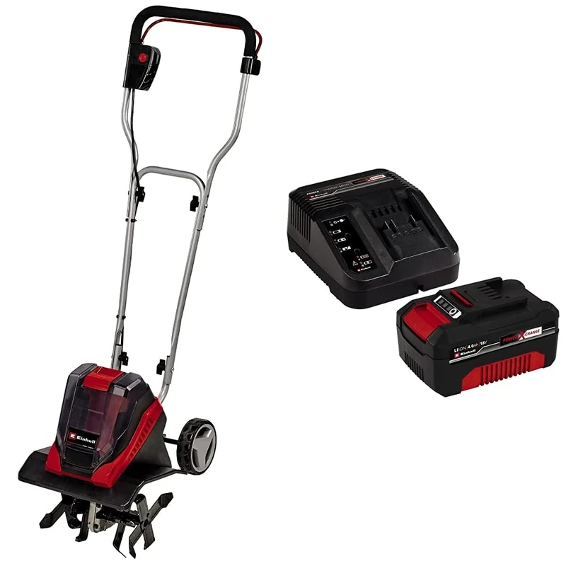 Einhell Cordless Tiller GE-CR 30 Li - Supplied without Battery & Charger & Einhell 18V 4.0 Ah Power X-Change Starter Kit