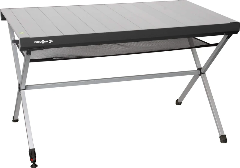 Brunner Titanium Axia Rollable Table with Adjustable Height | Patented Design | Aluminium Top, Folding Frame, Mesh Shelf, Carry Bag | Lightweight & Sturdy for Camping & Outdoors (Axia 4)