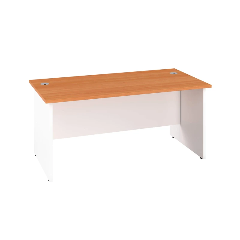 Office Hippo Heavy Duty Rectangular Office Desk with Panel Ends, 180 x 60 x 73 cm, White Legs, Beech Top