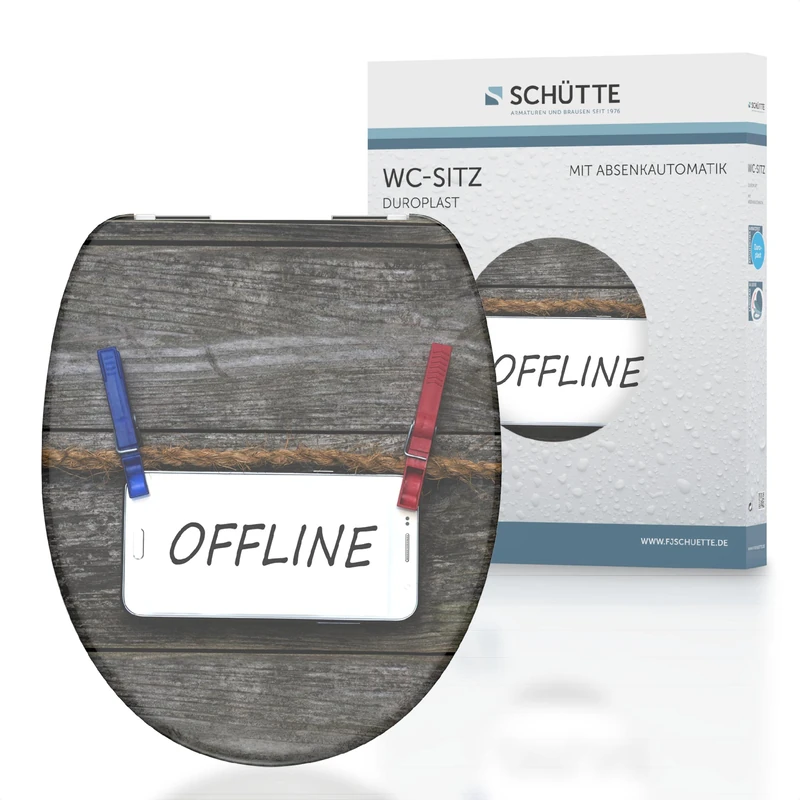 SCHÜTTE Offline 82157 Duroplast Offline Toilet Seat with Soft-Close Mechanism, Suitable for All Standard Toilet Basins, Maximum Load of The Toilet Seat 175 kg