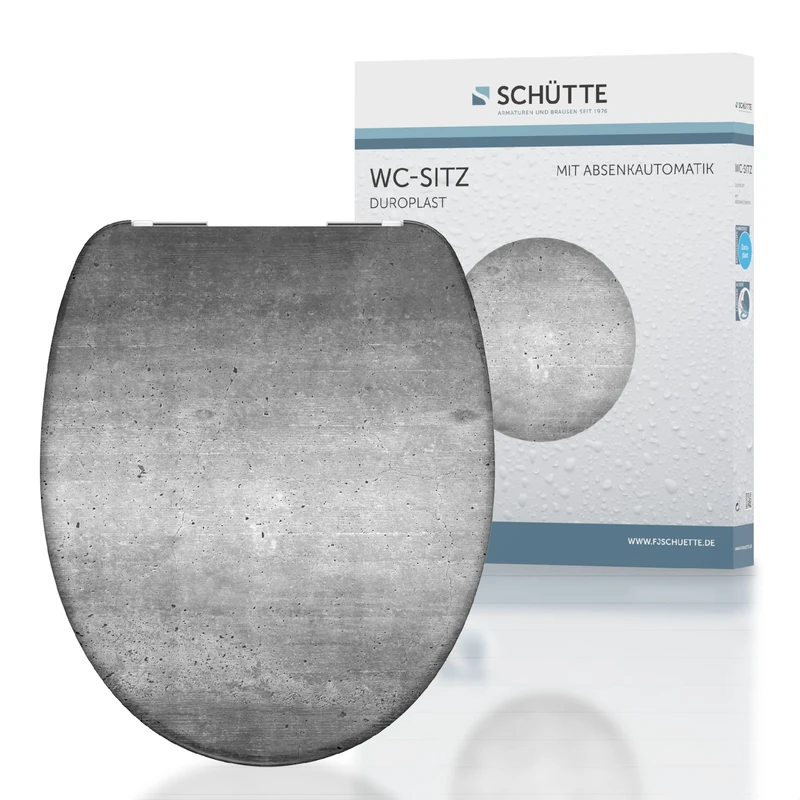 SCHÜTTE Duroplast Industrial Grey 82155 Toilet Seat with Soft-Close Mechanism, Suitable for All Standard Toilet Basins, Maximum Load of the Toilet Seat 150 kg Grey