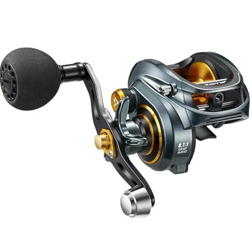 Piscifun Alijoz Baitcasting Reels Low Profile Baitcaster Aluminum Frame Baitcast Fishing reel, Size 300, 33lb Drag 8.1:1 Gear Ratio Freshwater Saltwater Power Handle Casting Reels (Right Handed)