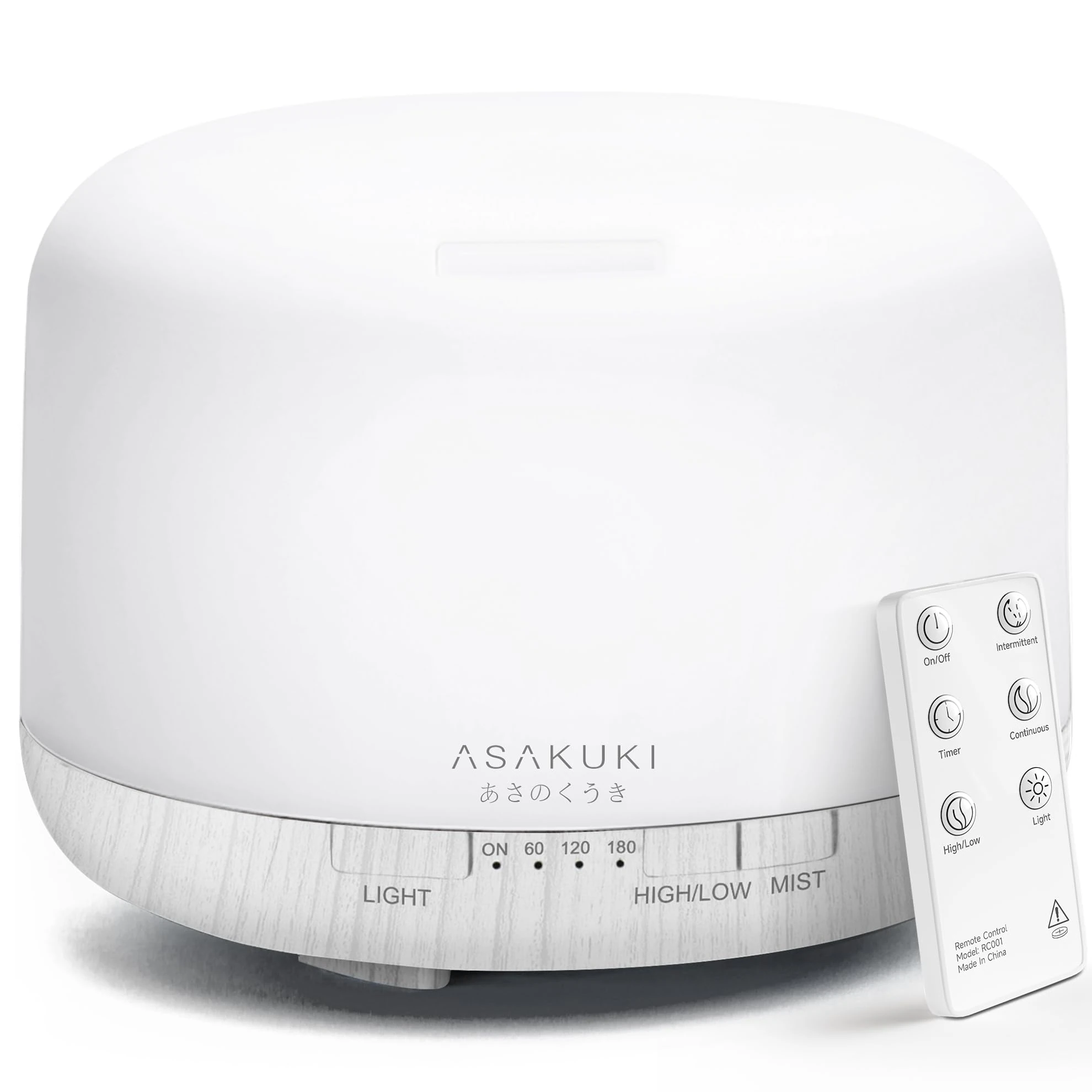 ASAKUKI 500ml Premium, Essential Oil Diffuser with Remote Control, 5 in 1 Ultrasonic Aromatherapy Fragrant Oil Humidifier Vaporizer, Timer and Auto-Off Switch White
