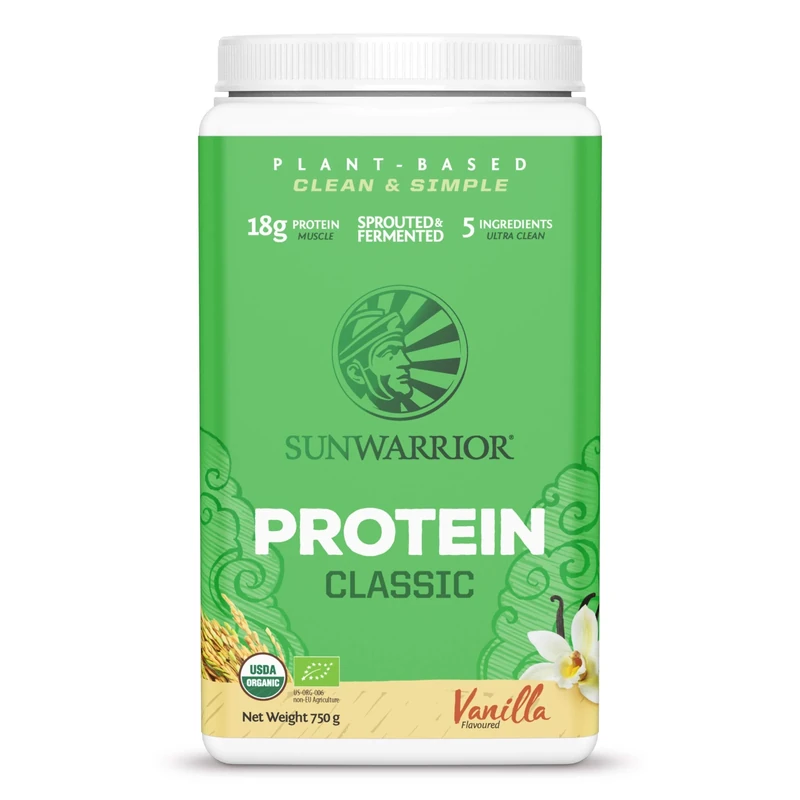 Sunwarrior Brown Rice Protein Powder with Bcaa & Amino Acids Raw Rice Protein Shake Gluten Free Low Carb Dairy Free | Plant Based Classic Sprouted Brown Rice Protein Powder Vanilla 750g