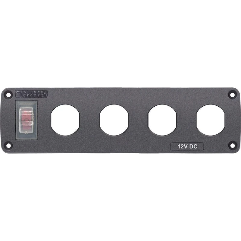 Blue Sea Systems Water-Resistant Accessory Panel, 4 Blank Sockets, Grey (4369)