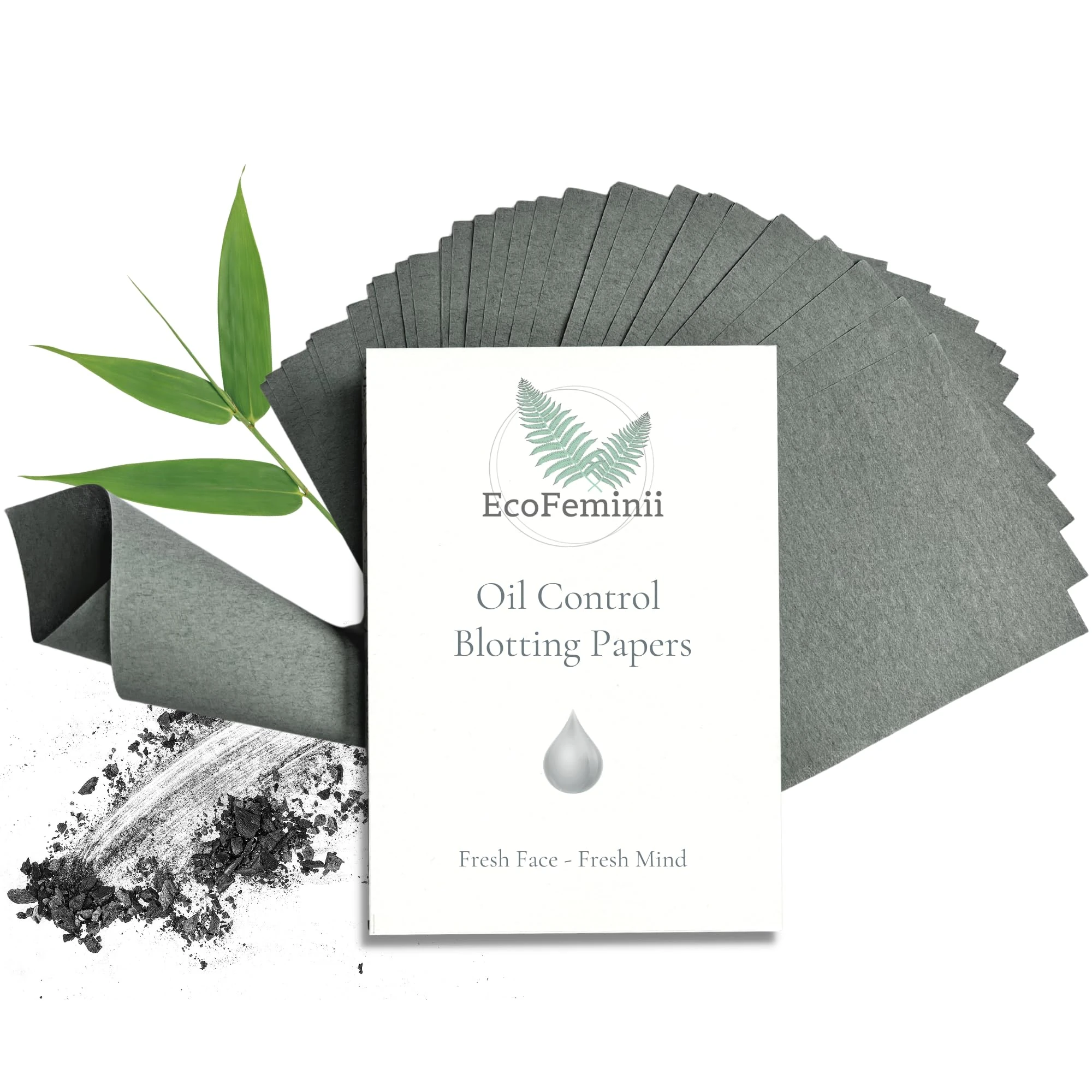 EcoFeminii Oil Control Blotting Sheets-100 pcs Natural Papers for Clear, Clean and Matte Skin-Added Charcoal for Absorbency-Removal of Facial Oil, Sebum & Grease (Medium 6cm x 9cm)