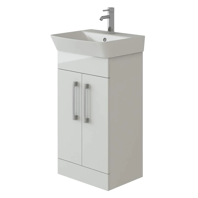 VeeBath PLAN50 Cosmo Twin Soft Close Door Bathroom Vanity Cabinet Furniture Unit with Ceramic Basin-500mm, White