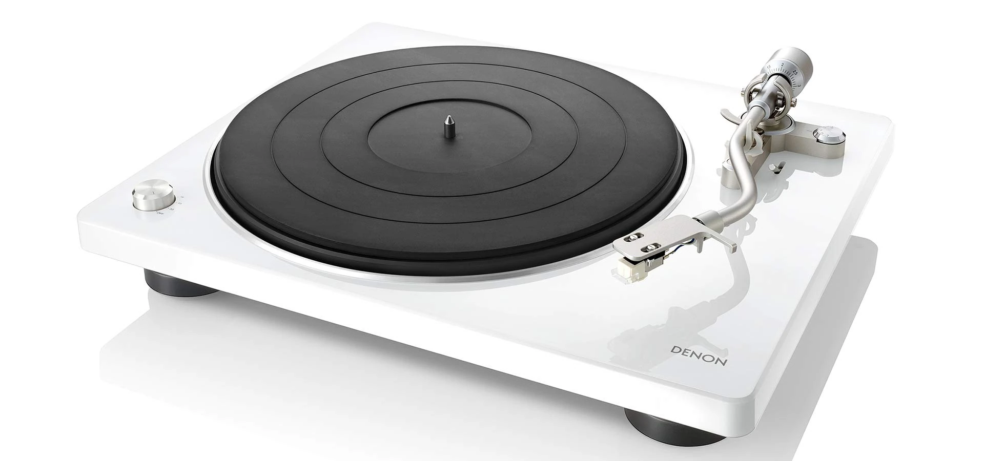 Denon DP-400 (White) Semi-Automatic Analog Turntable with Speed Auto Sensor | Specially Designed Curved Tonearm | Supports 33 1/3. 45, 78 RPM (Vintage) Speeds | Modern Looks, Superior Audio