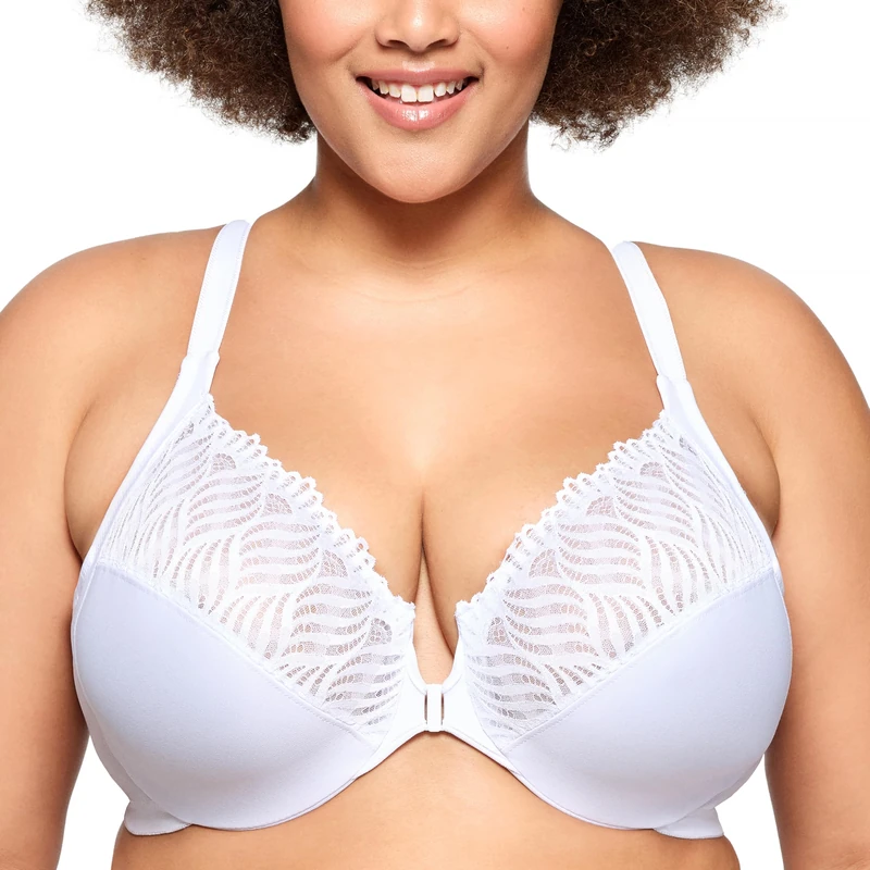 Glamorise Front-Closure T-Back Wonderwire Underwire Bra 1246 (Women's & Women's Plus) White - Image 1