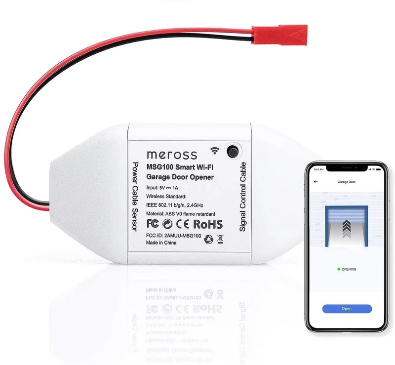 Meross Smart Garage Door Opener Remote MSG100, Compatible with Alexa, Google and SmartThings, Universal WiFi Garage Door Controller with Notification, Voice Control, Auto Close/Open and Timer
