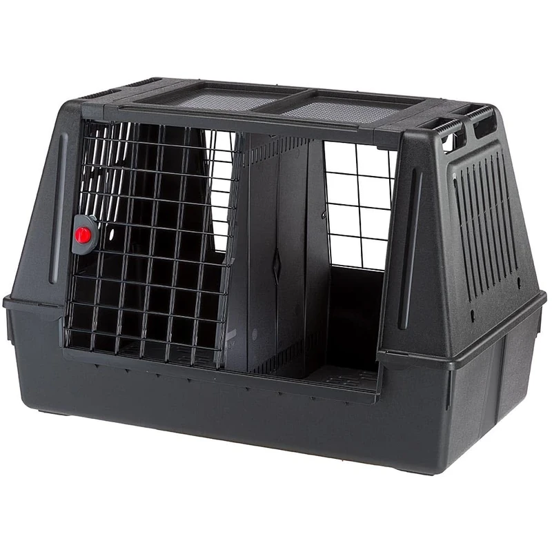 Ferplast Dog Carrier for Car ATLAS CAR 100 SCENIC Car Dog Crate, Wide ventilation grills, Dog Car Seat, Hygienic draining mat included, 100 x 60 x h 66 cm Grey