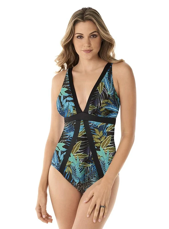 Miraclesuit Women's Swimwear Paradiso Mixology Tummy Control V-Neckline One Piece Swimsuit - Multi - 14
