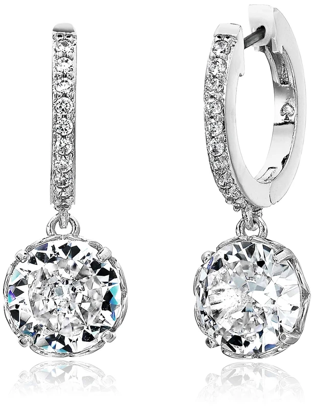 Kate Spade New York pave huggies, Clear/Silver