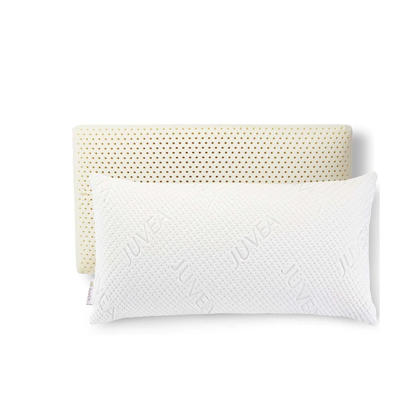JUVEA - Natural Talalay Latex Sleeping Bed Pillows – King Size Pillow - Perfectly Aligns for Side/Back Pain, Stomach, Neck, Pressure Relief -Removable Breathable Cotton Cover – White