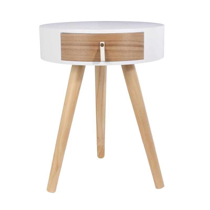 HOME DECO FACTORY Nora White 34.5 x 34.5 x 47 cm Bedside Table Bedroom Furniture MDF Wood 35 x 35 x 46.5 cm