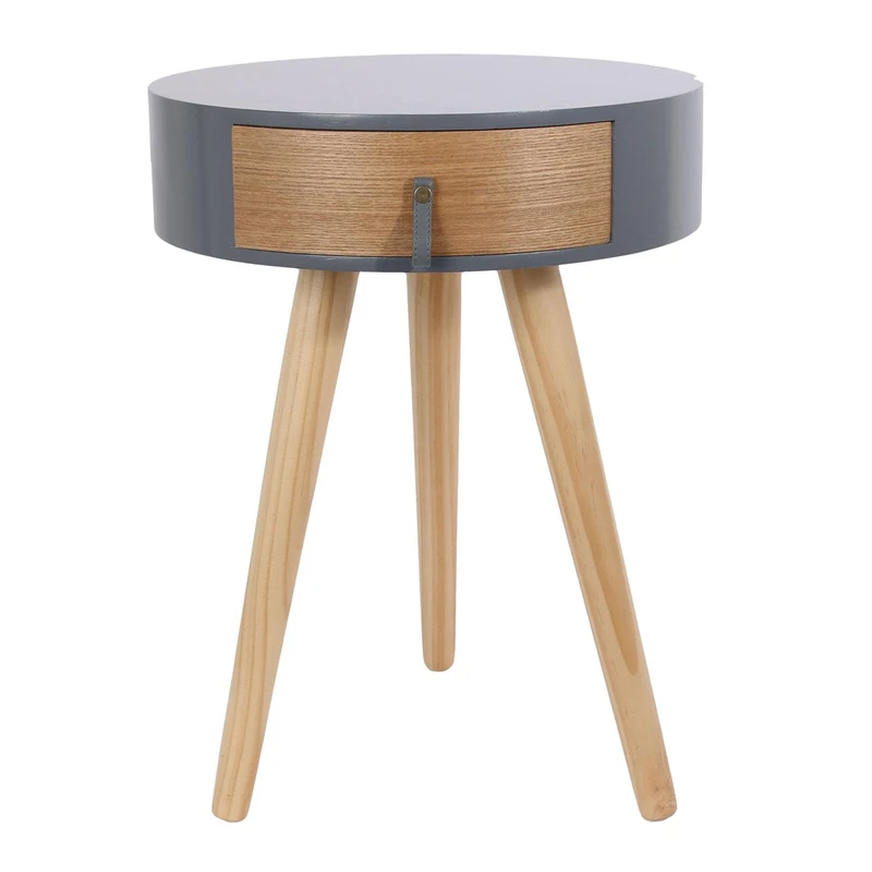 HOME DECO FACTORY Nora Grey 34.5 x 34.5 x 47 cm Bedside Table for Bedroom, Wood-MDF, 35 x 35 x 46.5 cm