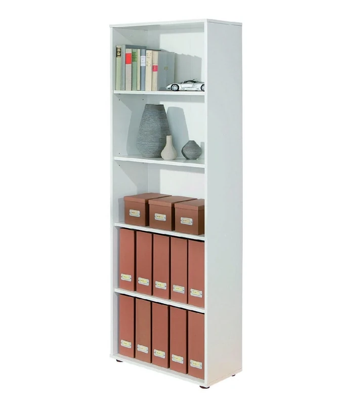 Dmora - 5 levels bookcase in white laminate