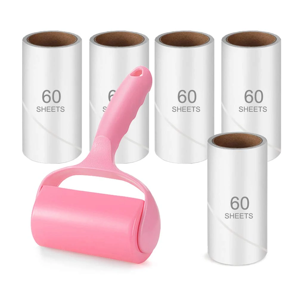 300 Sheets Lint Roller for Clothes, Pet Hair Remover, TCEBUY Extra Sticky Lint Remover Brush, Clothes Cleaner Roller, 1 Roller + 5 Refills