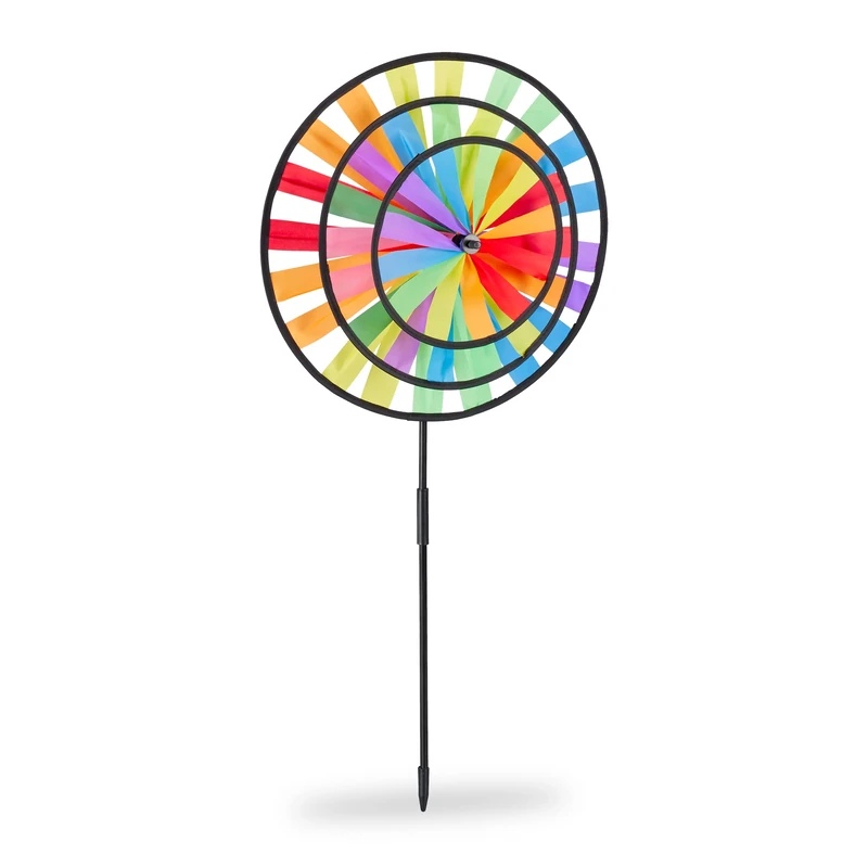 Relaxdays Wind-spinner, Rainbow Coloured Windmill, Children, For Outdoor Use, HWD: 73.5 x 35.5 x 15 cm, Colourful