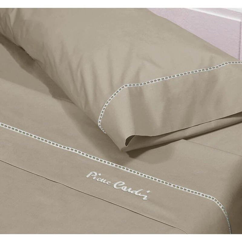 Pierre Cardin Arcadia Sheet Set, Cotton Percale 180 threads, Brown, Bed 90 cm