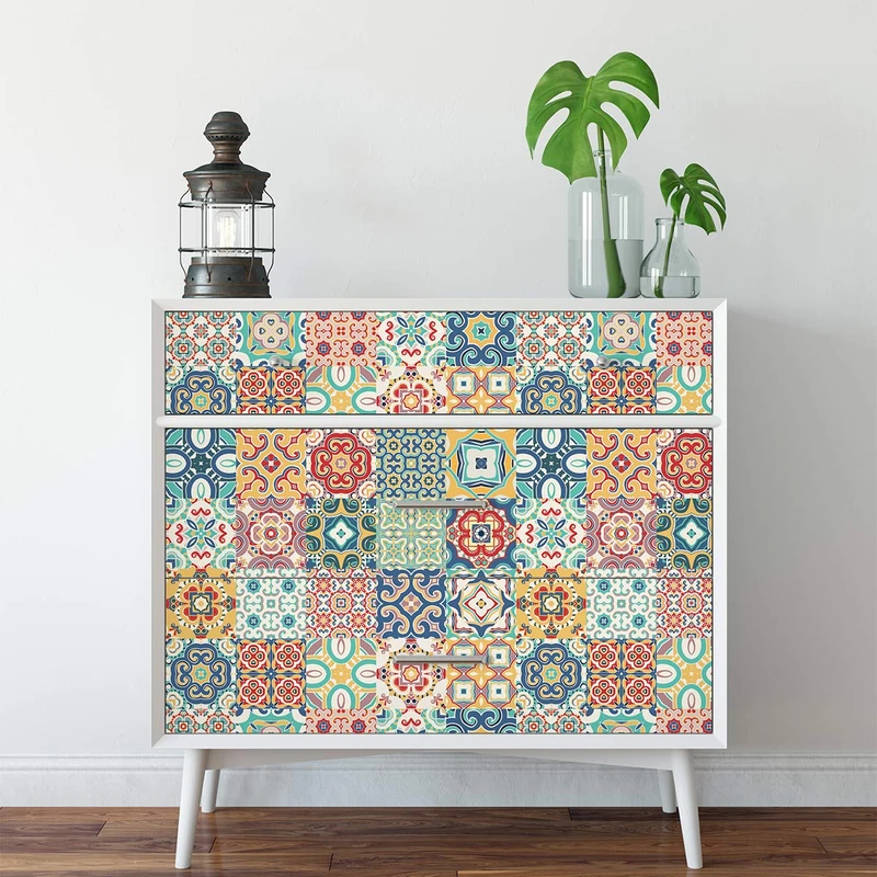 Ambiance Sticker Self-Adhesive Furniture and Tables Tile Stickers for Kitchen and Living Room Decoration Oriano - Pack of 60 Stickers of 15 x 15 cm