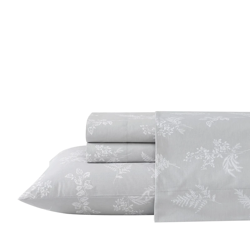 Stone Cottage - Full Sheets, Cotton Percale Bedding Set, Crisp & Cool Home Decor (Foliage, Full)