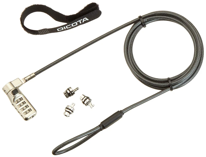 Dicota Security Combination Lock Exchangeable T/N/W Head - Security cable lock - black - 2 m