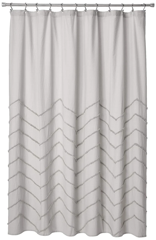 Lush Decor Light-Gray Chenille Chevron Shower Curtain for Bathroom (72" x 72")