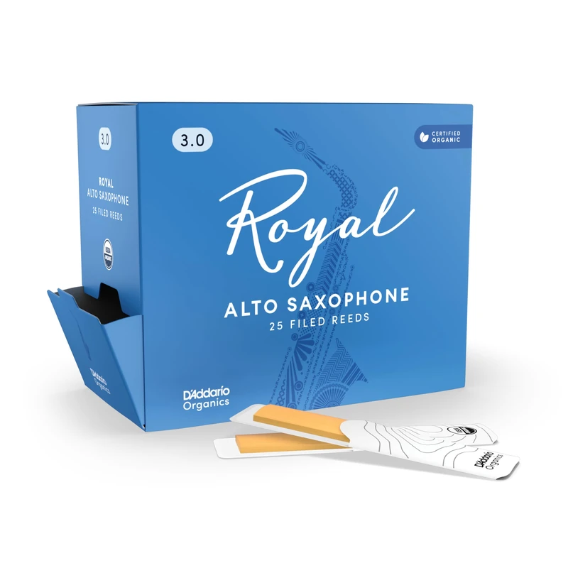 D'Addario Royal Organic Alto Saxophone Reeds - Strength 3.0, 25pk