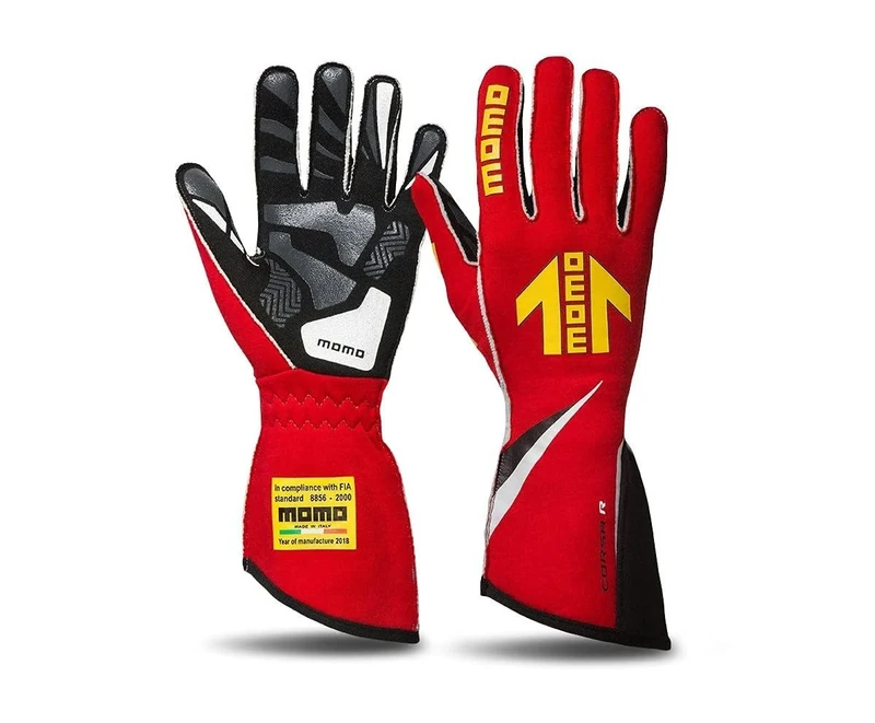MOMO GLOVES CORSA R - RED RACING GLOVES SIZE 8 - FIA APPROVED RACING GLOVES - Image 1