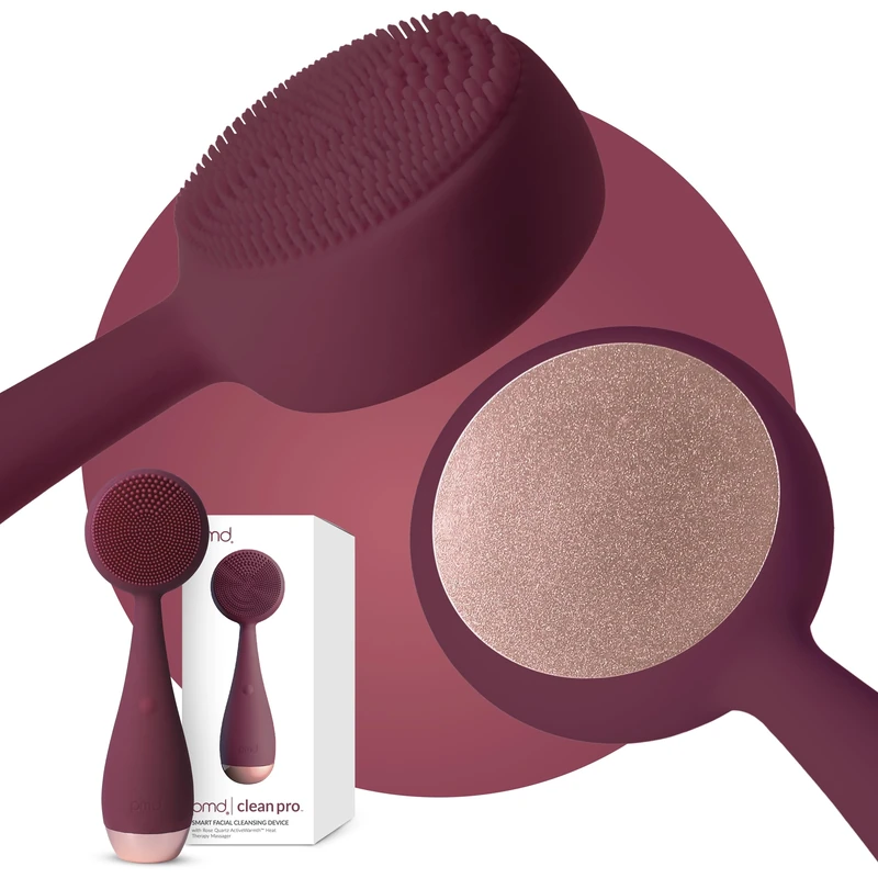 PMD Clean Pro - Smart Facial Cleansing Device with Silicone Brush & ActiveWarmth Anti-Aging Massager - Waterproof - SonicGlow Vibration Technology - Clear Pores & Blackheads - Lift, Firm, & Tone Skin