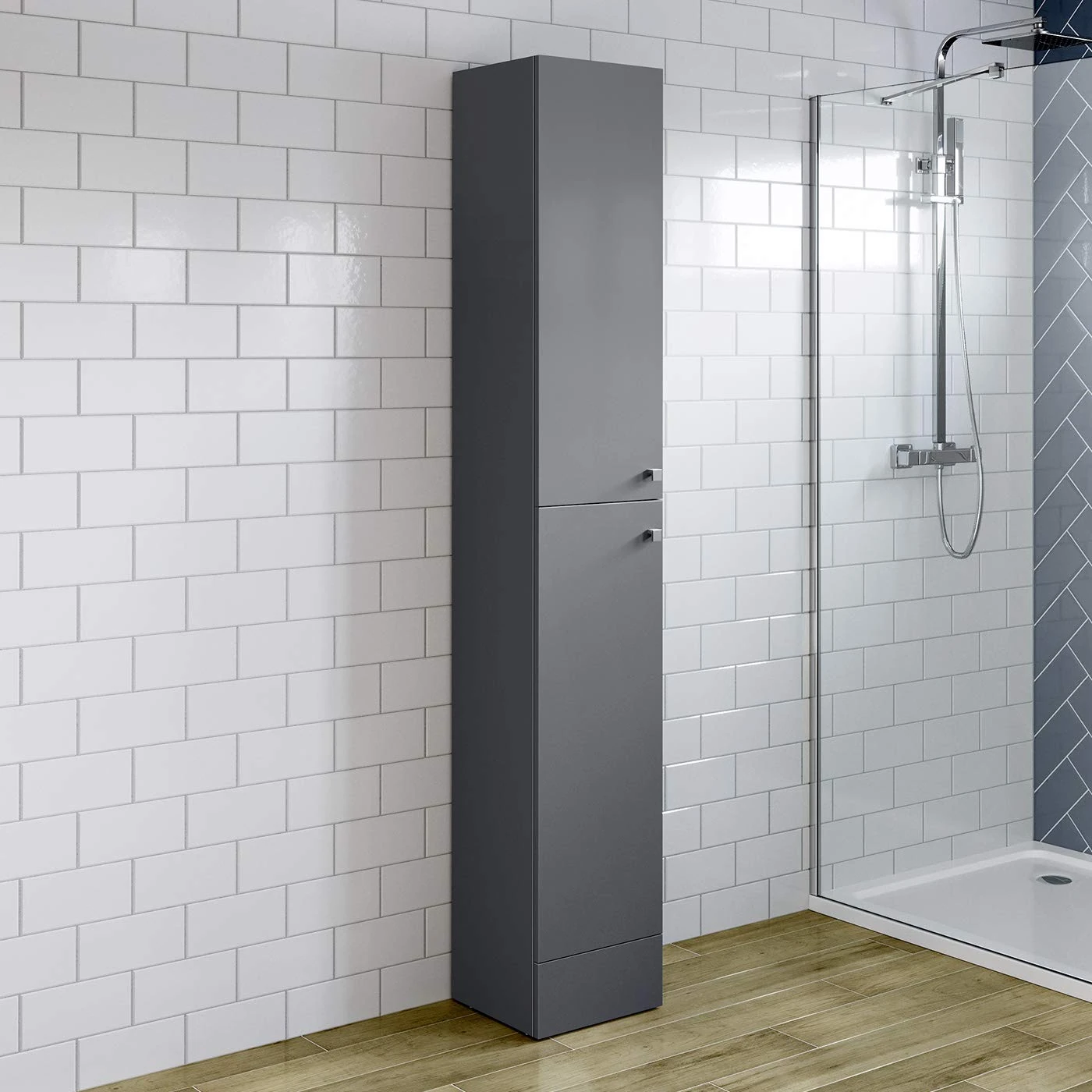 1900 x 300 Harper Gloss Grey Tall Cabinet