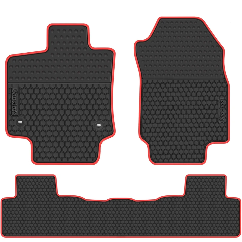 San Auto Car Floor Mats Custom Fit for Toyota RAV4 2019 2020 Black Red Rubber Car Floor Liners Set All Weather Protection Heavy Duty Odorless