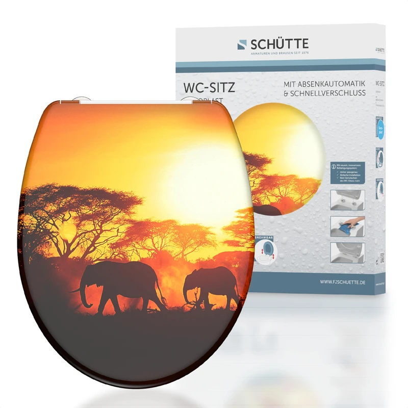 SCHÜTTE Africa Toilet Seat with Soft-Close Mechanism and Quick Release Made of Duroplast Toilet Seat with 175 kg Load Capacity