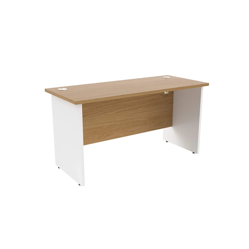 Office Hippo Heavy Duty Rectangular Office Desk with Panel Ends, 160 x 60 x 73 cm, White Legs, Oak Top