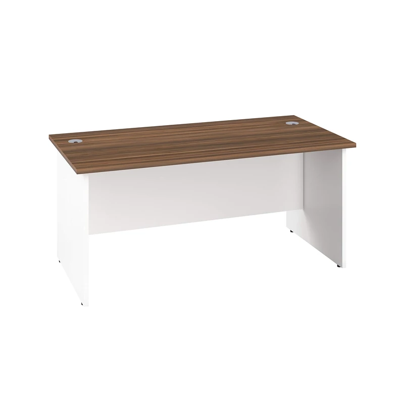 Office Hippo Heavy Duty Rectangular Office Desk with Panel Ends, 120 x 80 x 73 cm, White Legs, Dark Walnut Top