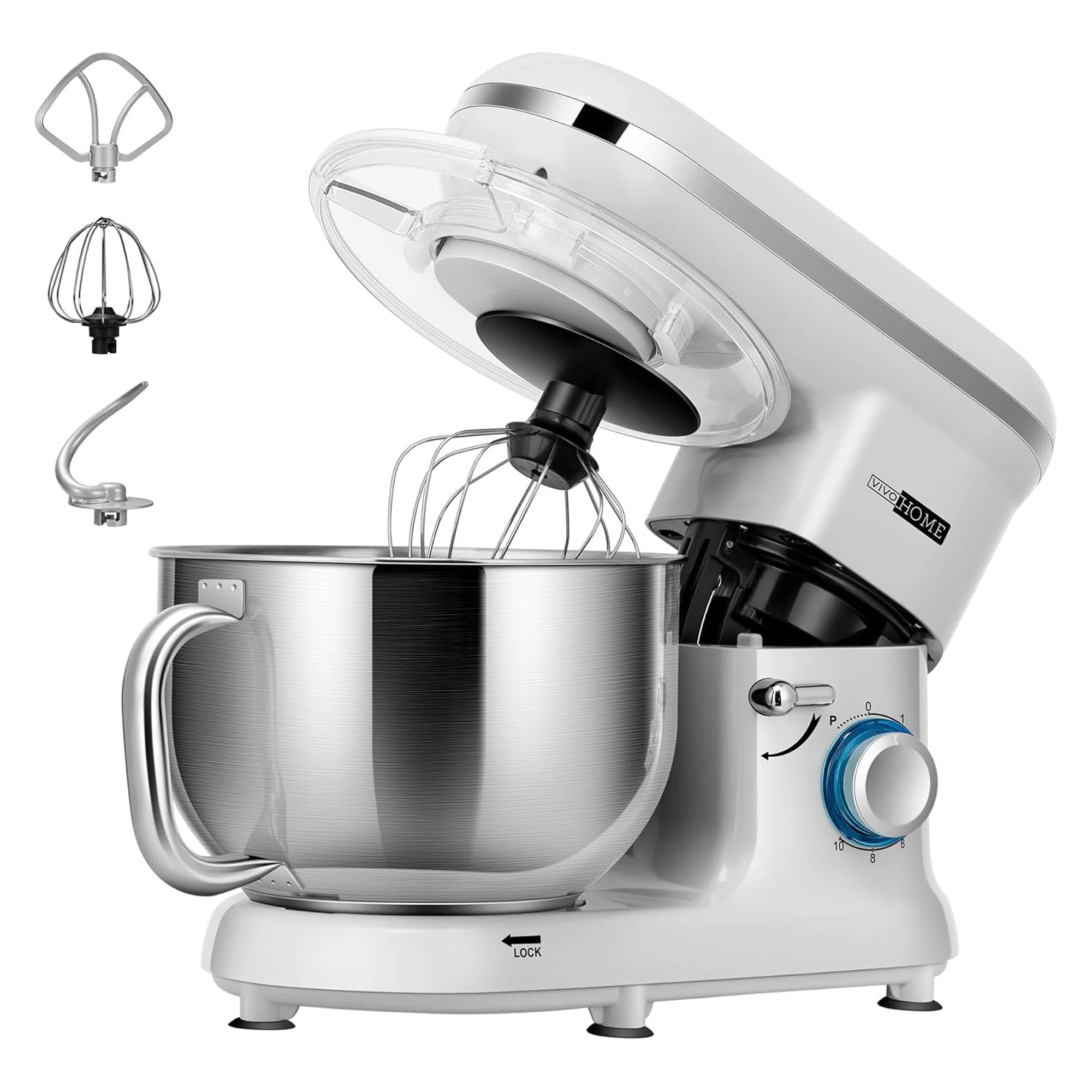 VIVOHOME Stand Mixer 660W 10 Speed 5.7L Tilt-Head Kitchen Electric Food Mixer with Beater, Dough Hook and Egg Separator