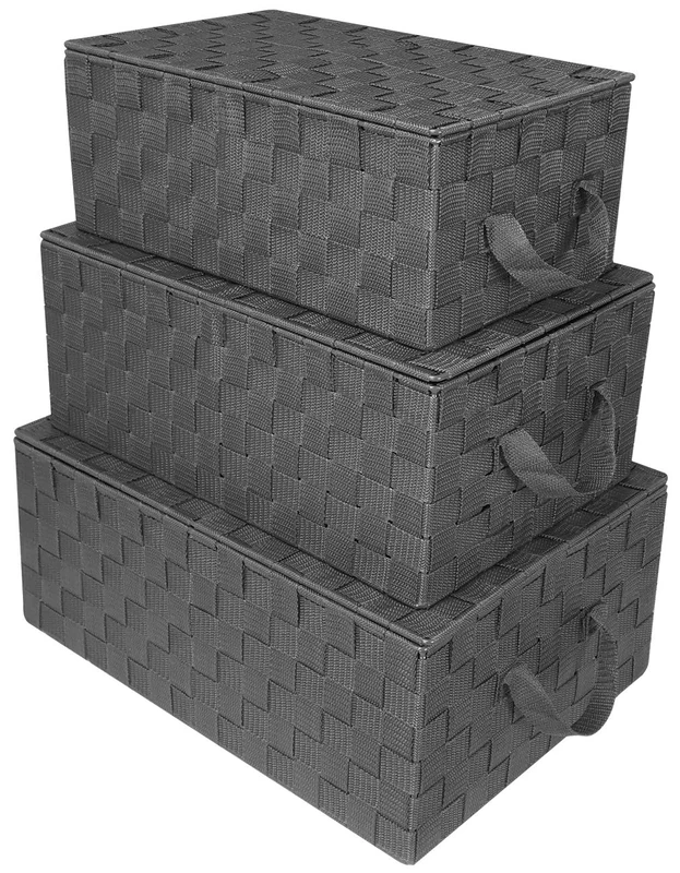 Sorbus HAMIIS Air Purifier Storage Box Woven Basket Bin Container Tote Cube Organizer Set Stackable Storage Basket Woven Strap Shelf Organizer
