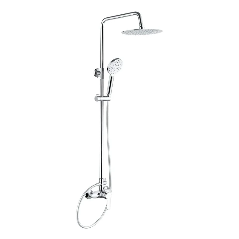 GRIFEMA COLUMNAS-G7004 Exposed Single-Lever Shower Mixer Tap System with Diverter and Kit, 1/2 Inch Hose Pipe, Chrome