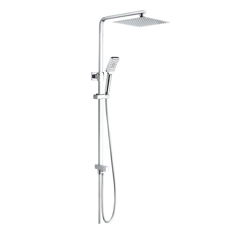 GRIFEMA COLUMNAS-G7006 Square Shower Mixer Set with Stainless Shower Head, 3-Function ABS Handheld Shower and 1/2 Inch 1.5M Rubber Hose Pipe, Chrome