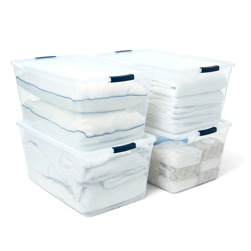 Rubbermaid Cleverstore Clear Plastic Storage Bins with Lid, 95 Qt-4 Pack, 4 Count
